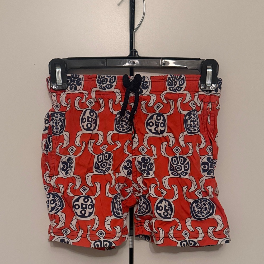 Vilebrequin Red and Blue Turtle Print Men's Athletic Shorts